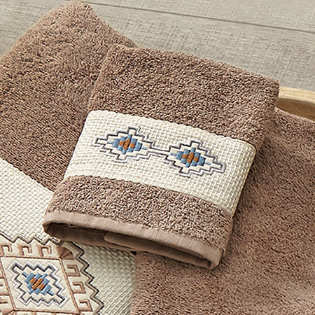 Southwest Diamond Latte Embroidered Wash Cloth