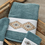 Southwest Diamond Teal Embroidered Bath Towel