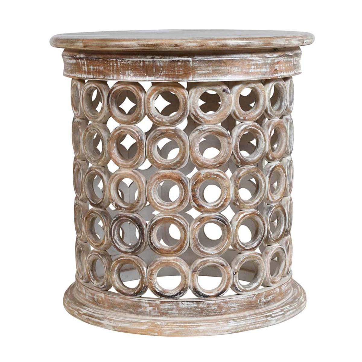 Sunset Stack White Washed Side Table