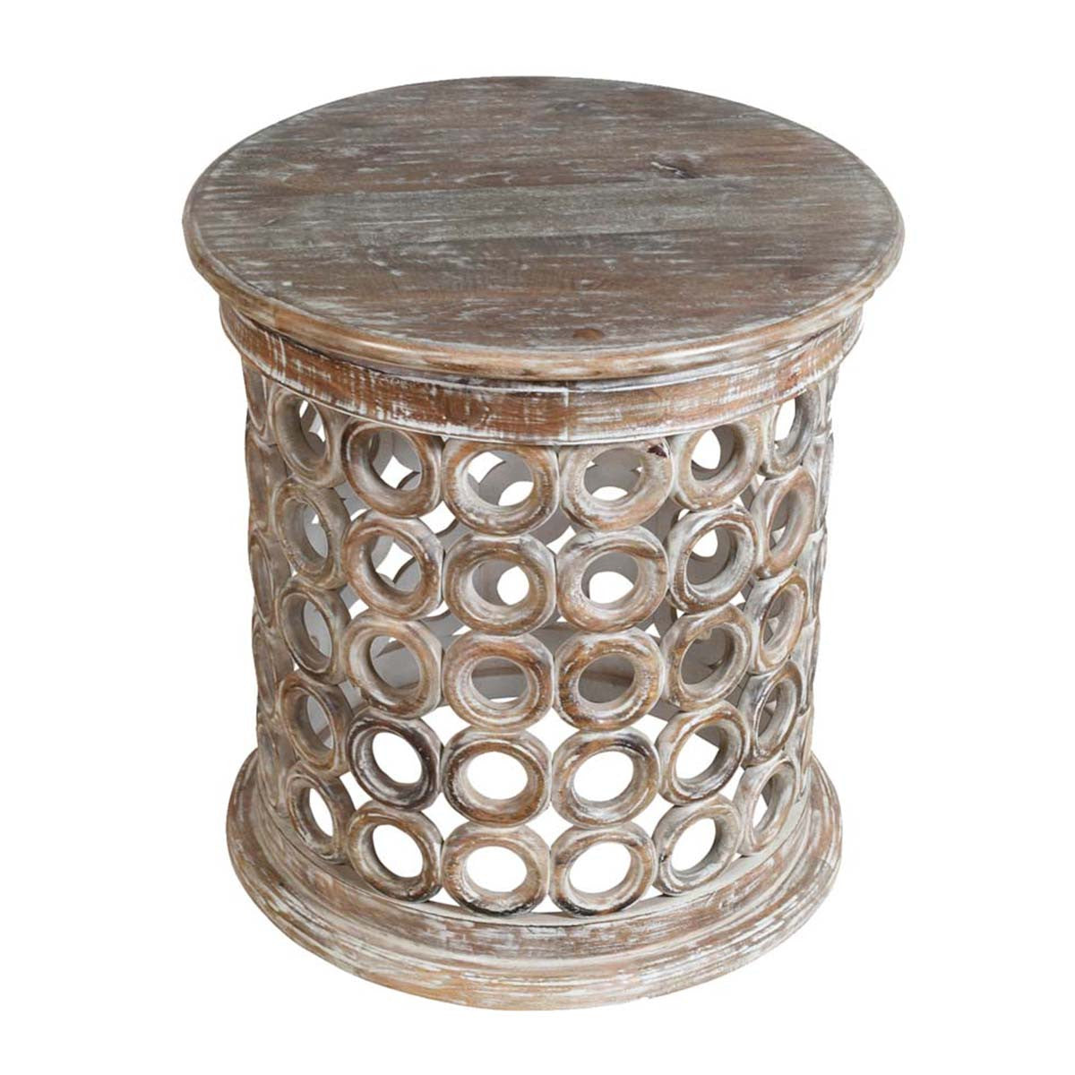 Sunset Stack White Washed Side Table