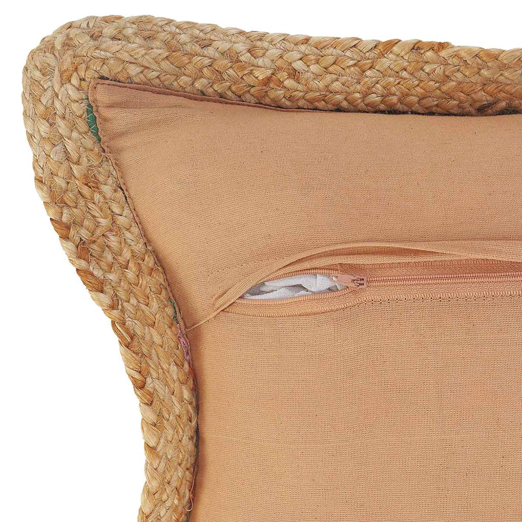 Jute-Bordered Chindi Pillow