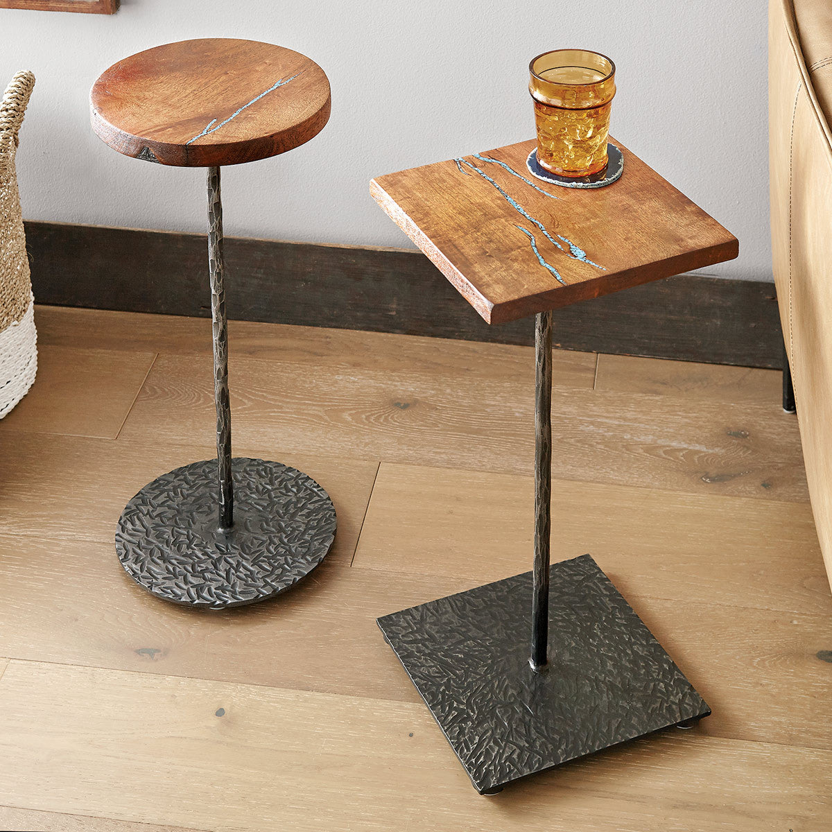 Turquoise Inlay Square Drink Table
