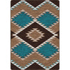 Southwestern Diamond Teal & Brown Rug - 4 x 5