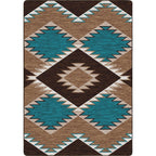 Southwestern Diamond Teal & Brown Rug - 4 x 5