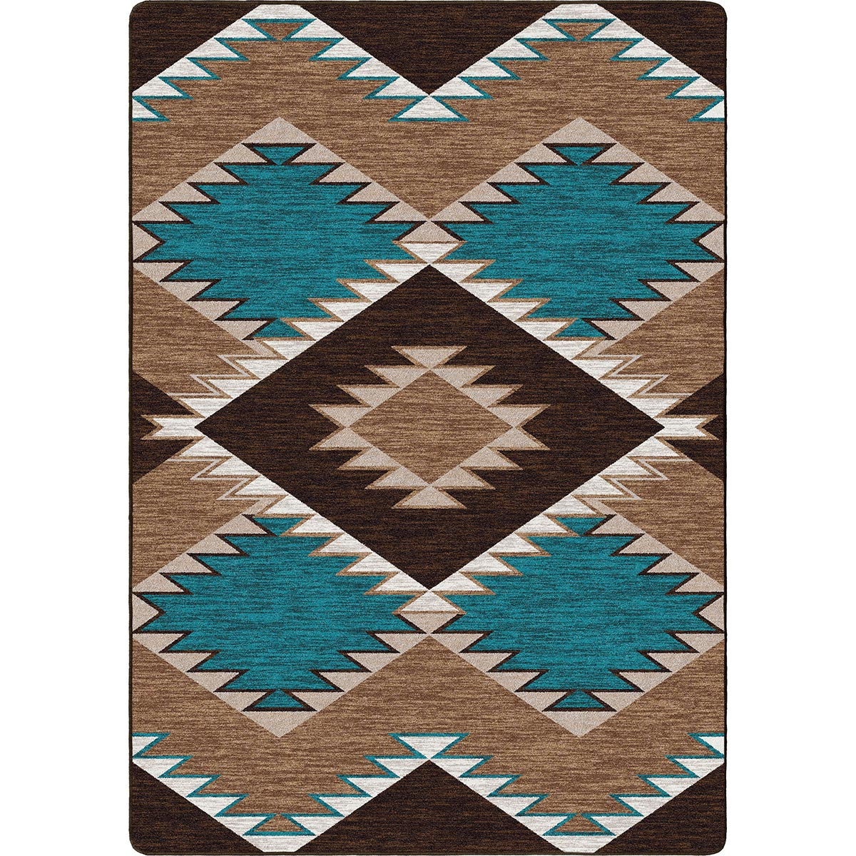 Southwestern Diamond Teal & Brown Rug Collection