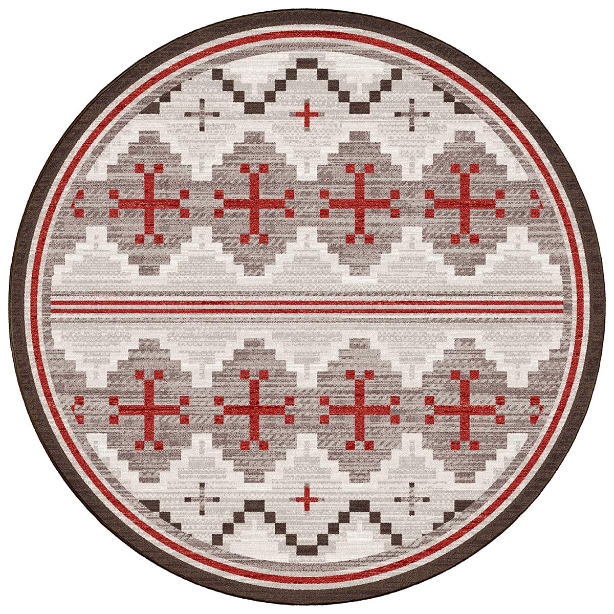 Crimson Crosses Rug - 8 Ft. Round