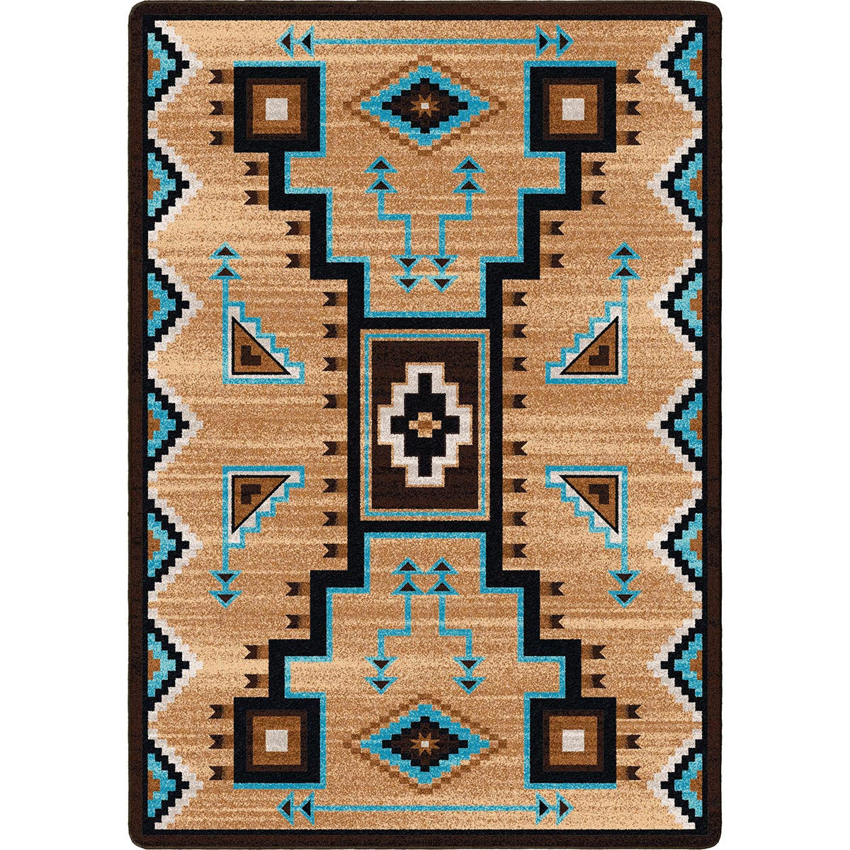 Tribal Turquoise Rug - 5 x 8