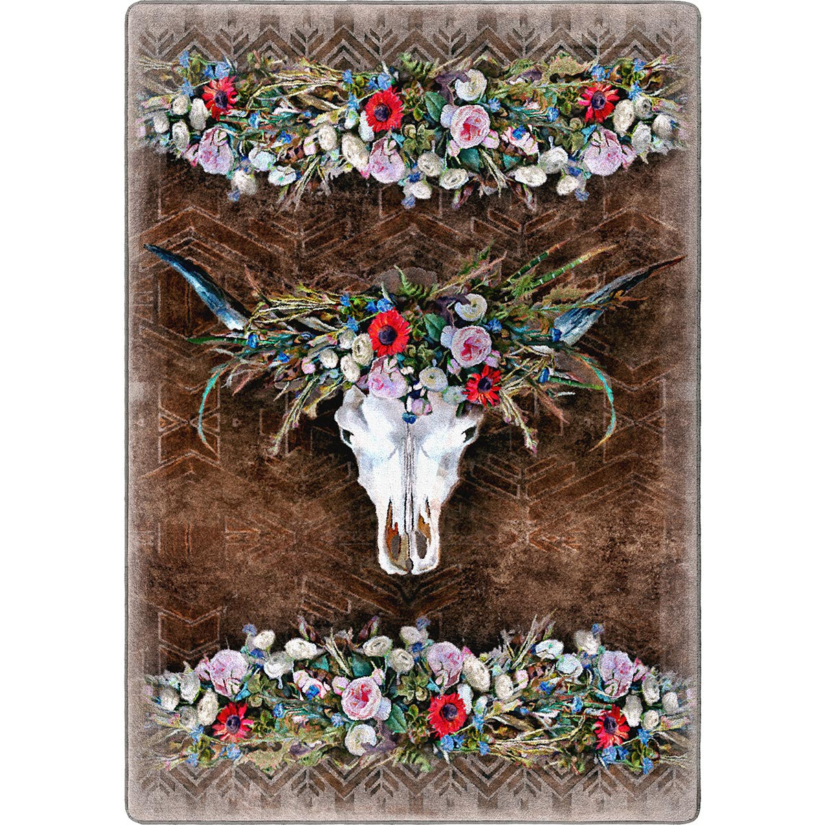 Floral Steer Skull Rug Collection