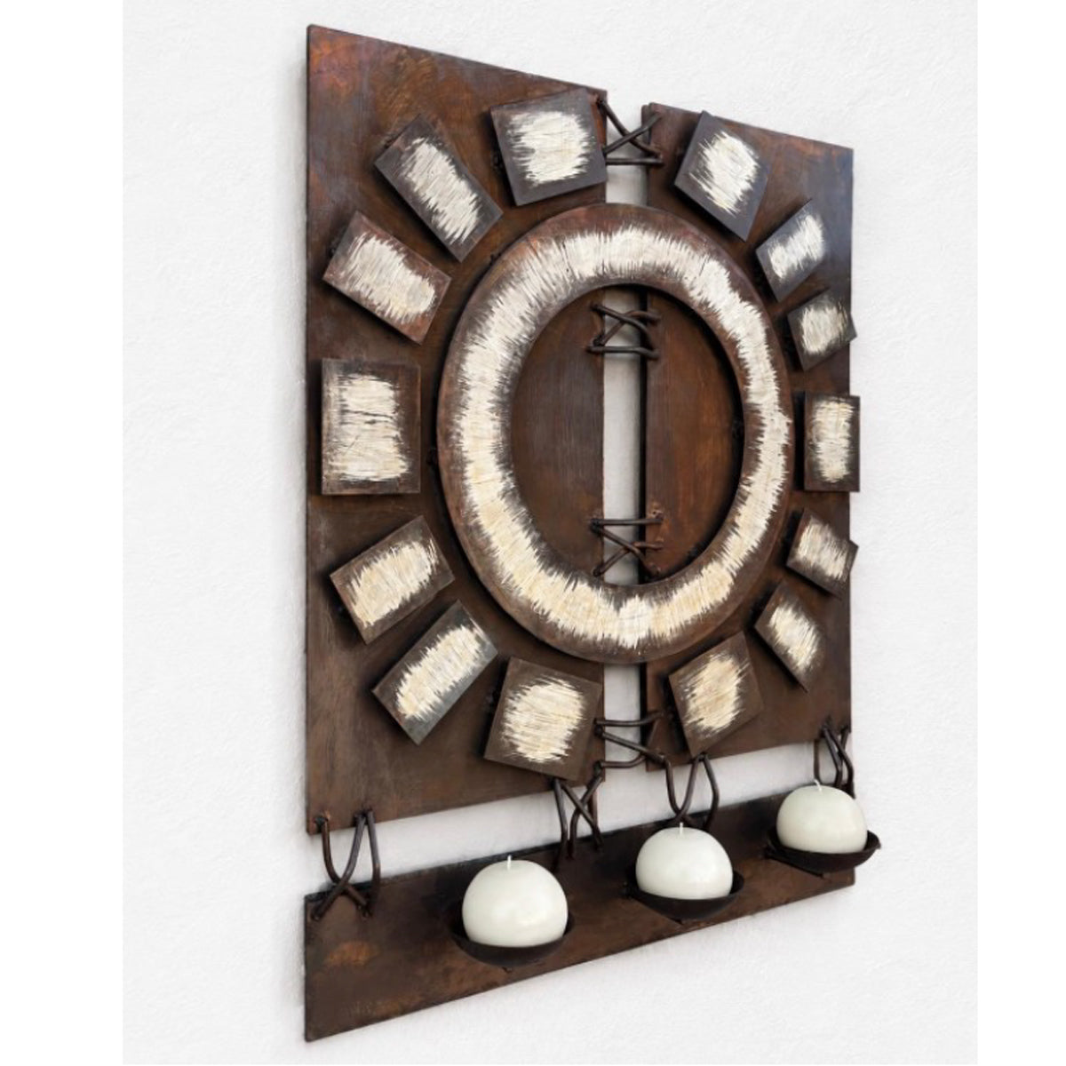 Desert Fire Metal Art Wall Hanging with Candles