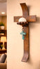 Curved Cross Candle Holder with Cross Accent And Candle