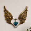Angel Wings Up Heart with Crackled Glass