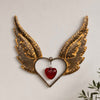 Angel Wings Up Heart with Crackled Glass