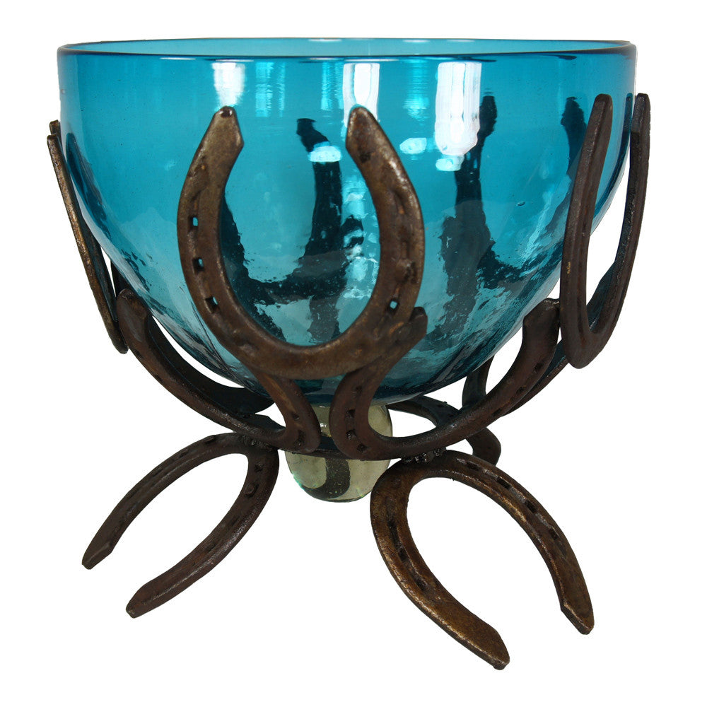 Horseshoe and Turquoise Glass Bowl - OVERSTOCK