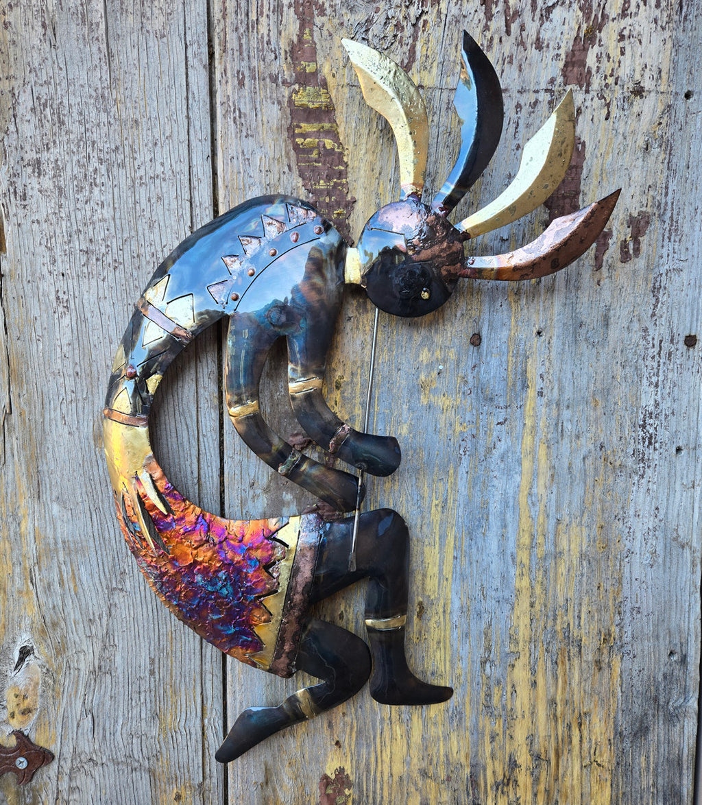 Copper Dripped Kokopelli Metal Wall Art - Extra Large