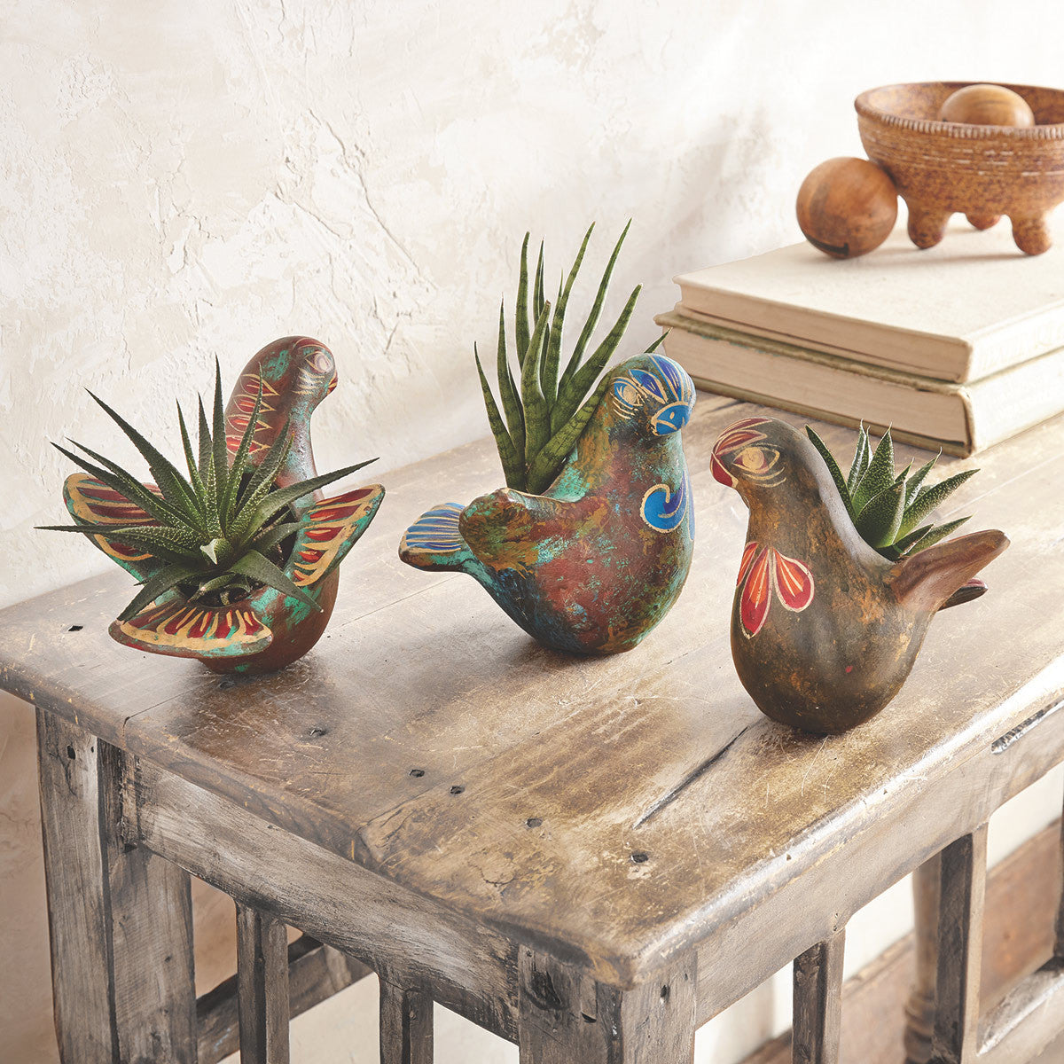 Painted Desert Clay Bird Planter - Dark Brown