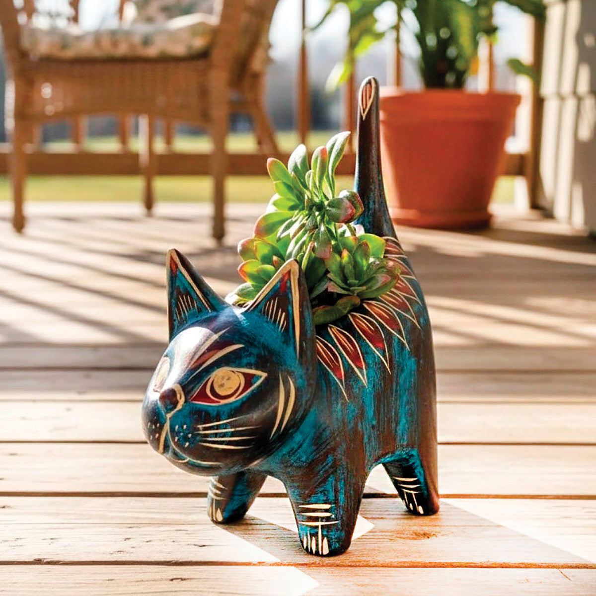 Santa Fe Clay Cat Planter