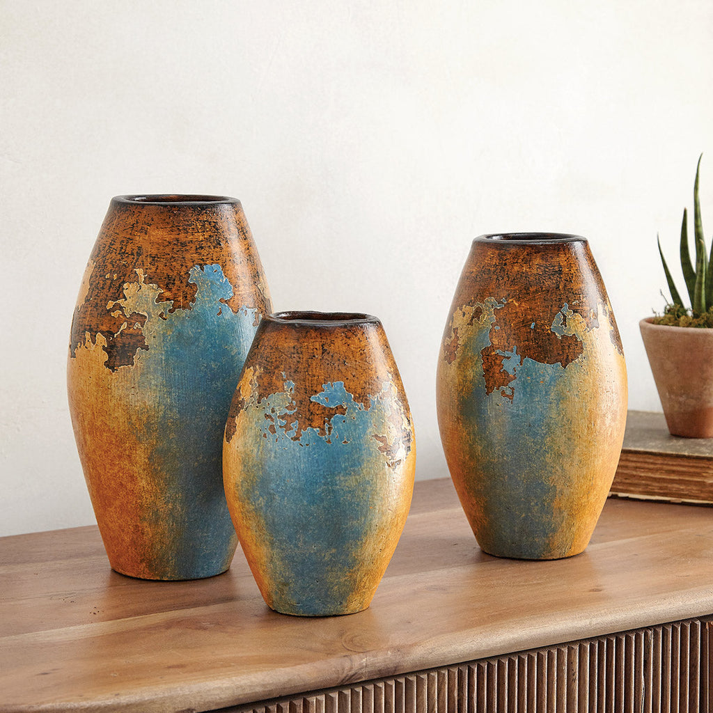 Sierra Turquoise Clay Vases - Set of 3