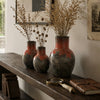 Red Sunset Clay Vases - Set of 3
