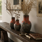 Red Sunset Clay Vases - Set of 3
