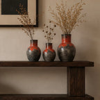 Red Sunset Clay Vases - Set of 3