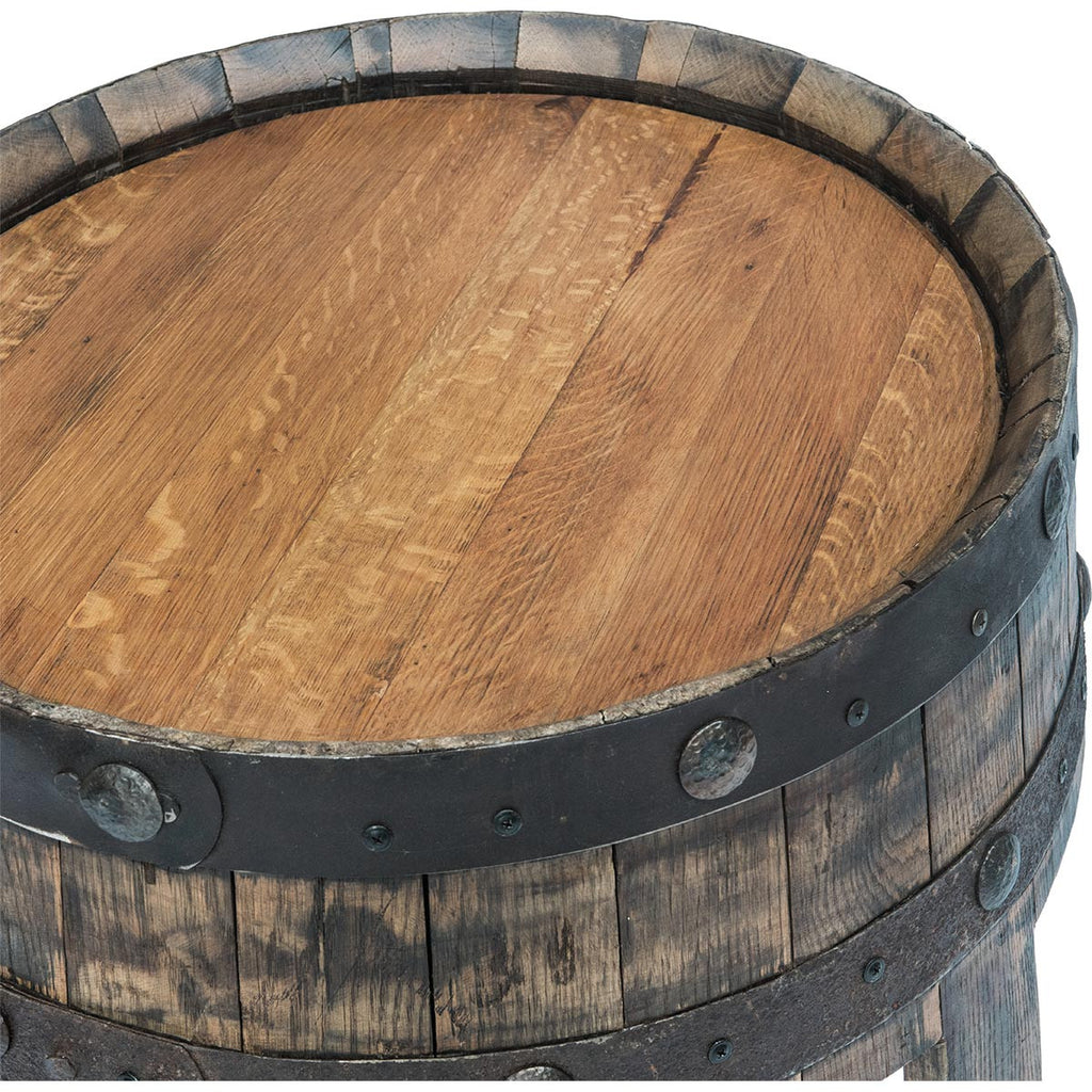 Reclaimed Tequila Barrel Round End Table - OUT OF STOCK UNTIL 07/15/2026