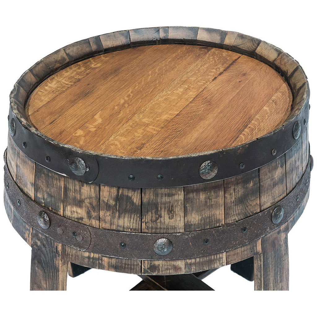 Reclaimed Tequila Barrel Round End Table - OUT OF STOCK UNTIL 07/15/2026