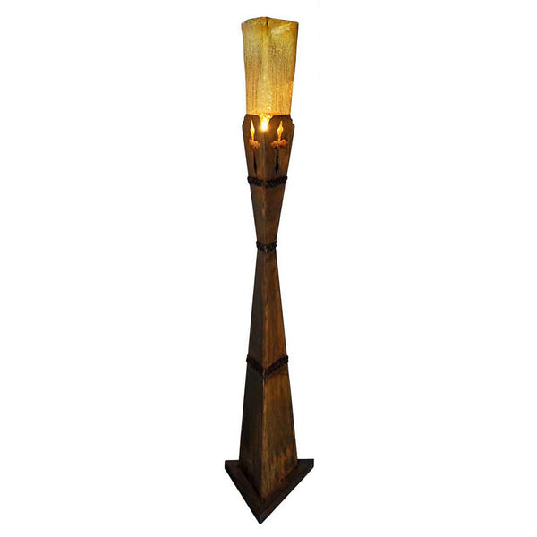 Cross Floor Accent Lamp with Crackled Amber Glass - Medium