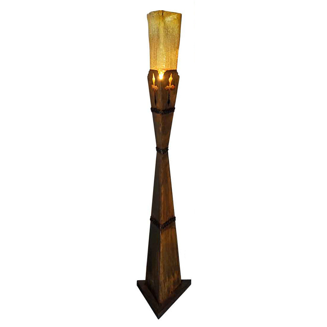 Cross Floor Accent Lamp with Crackled Amber Glass - Medium