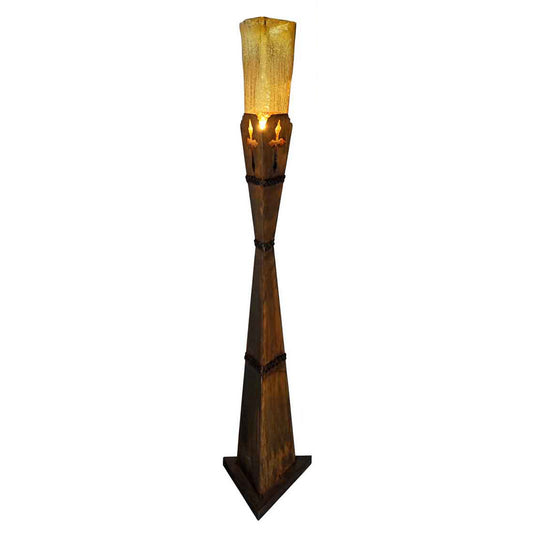 Cross Floor Accent Lamp with Crackled Amber Glass - Medium