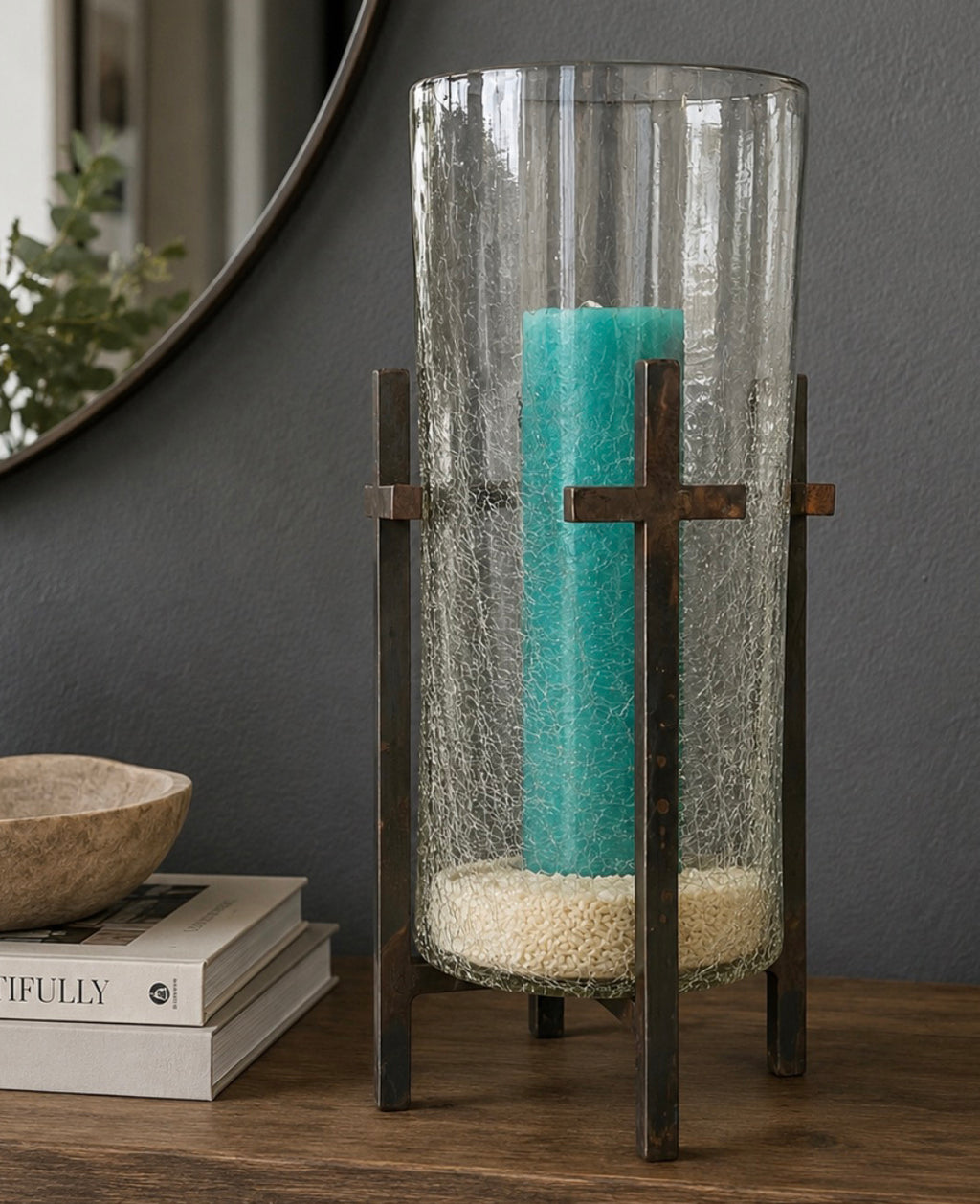 Artisnal Four Crosses Candle Holder