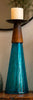 Reversible Candle Holder / Vase with Crackled Turquoise Glass and Candle - Medium