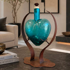 Turquoise Heart Glass Art Decanter
