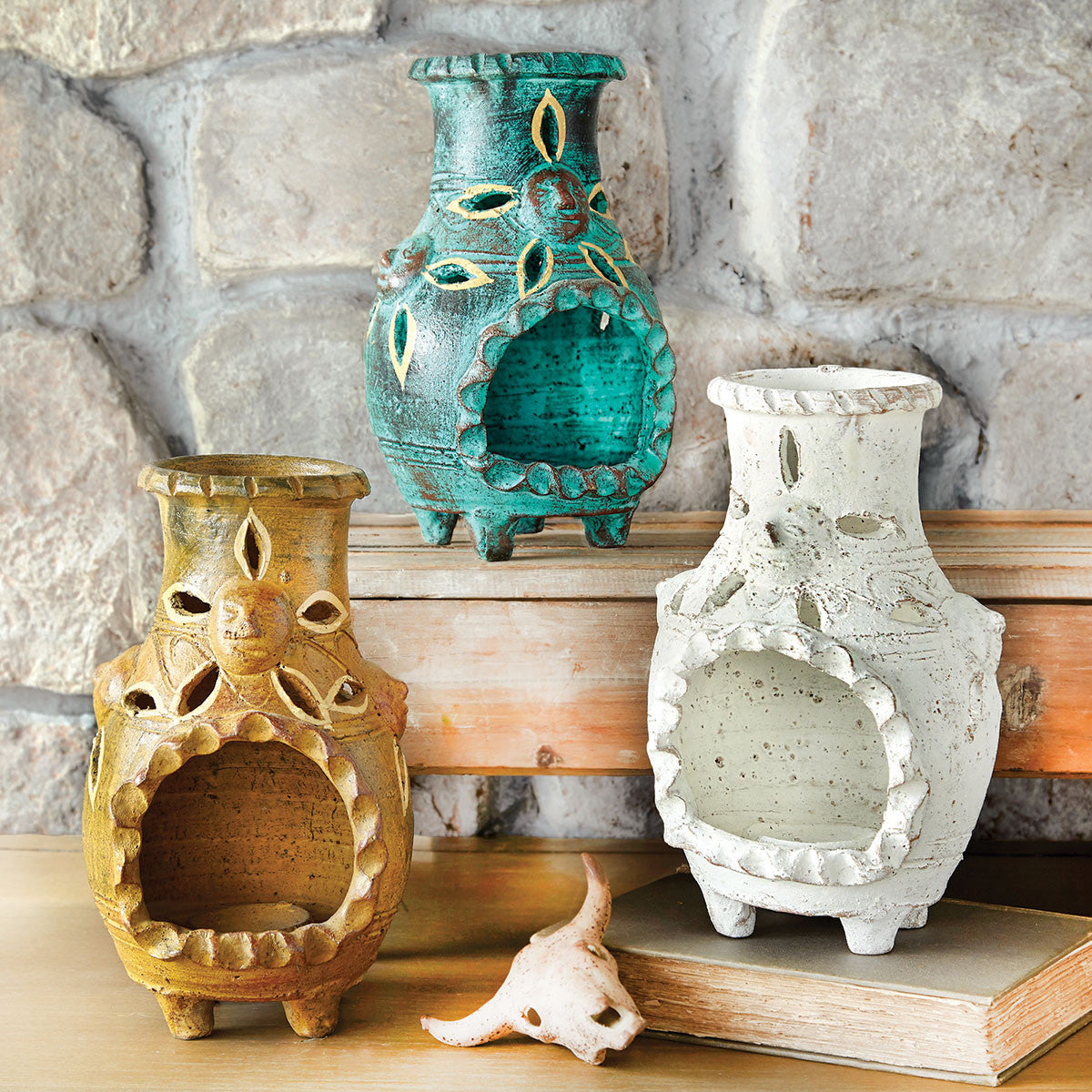 Southwestern Mesa Clay Chimenea - White