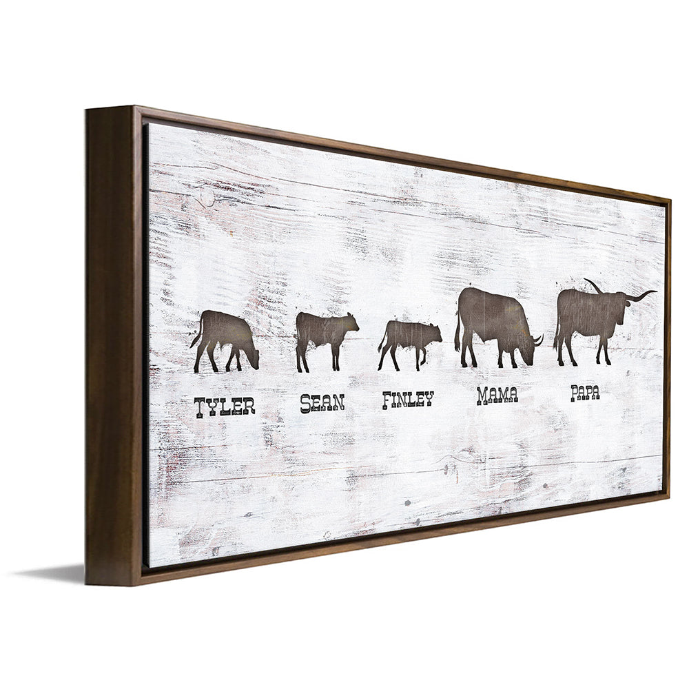 Longhorn Family Personalized Wall Art