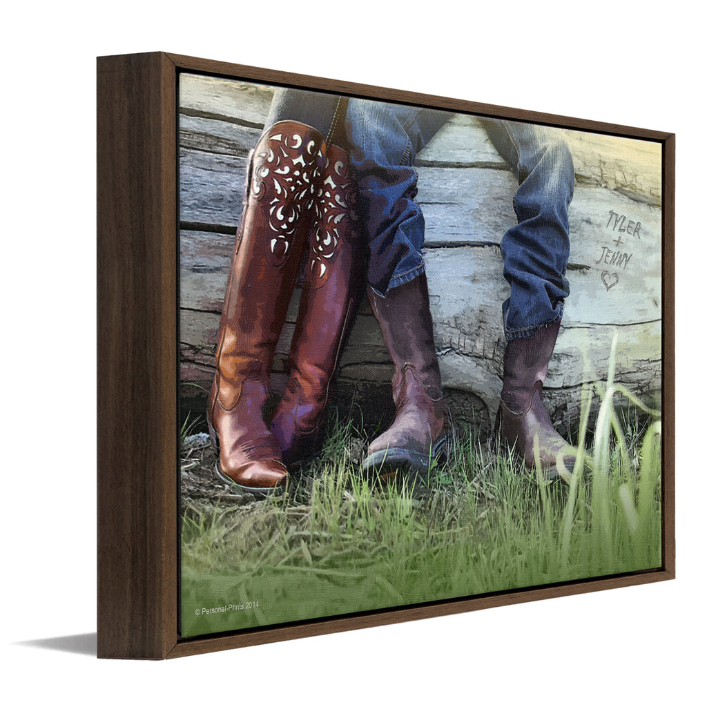 Personalized Boot Love Framed Canvas - Small