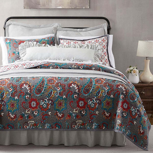 Floral Paisley Reversible Teal Bedding Collection