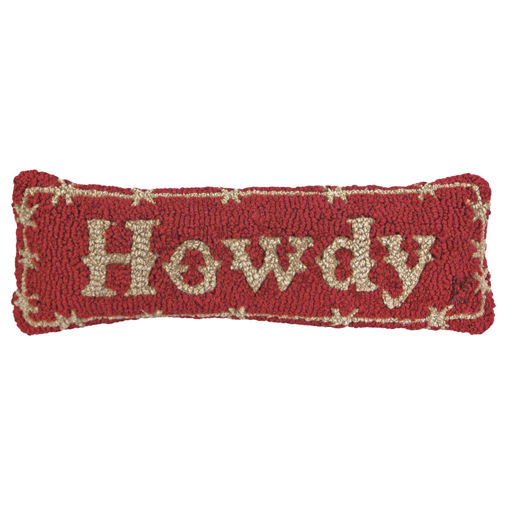 Howdy Hooked Wool Rectangle Pillow | Lone Star Western Decor
