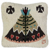 Tribal Teepee Hooked Wool Pillow