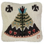 Tribal Teepee Hooked Wool Pillow