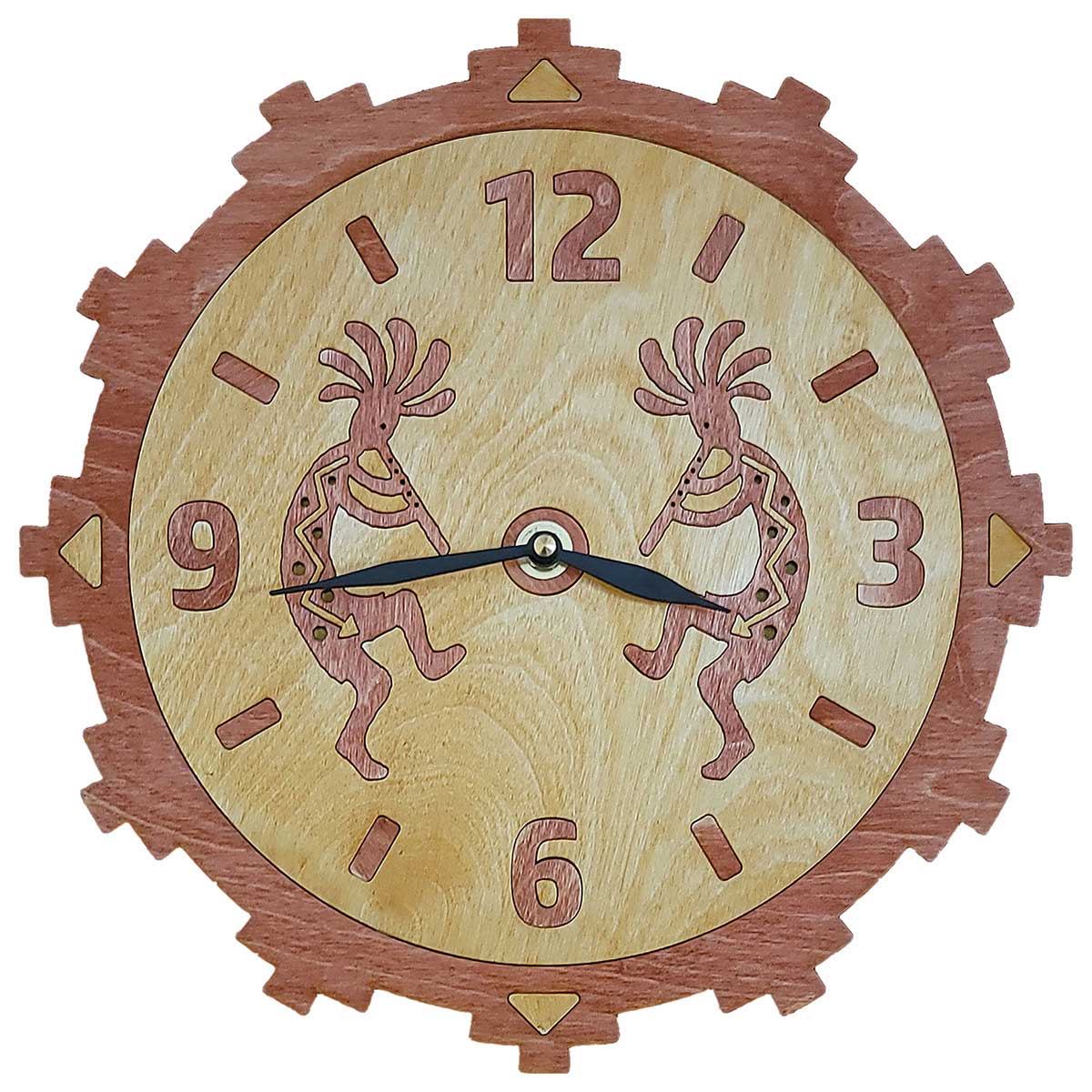 Twin Kokopelli Wall Clock - Cinnamon - Large - CLEARANCE