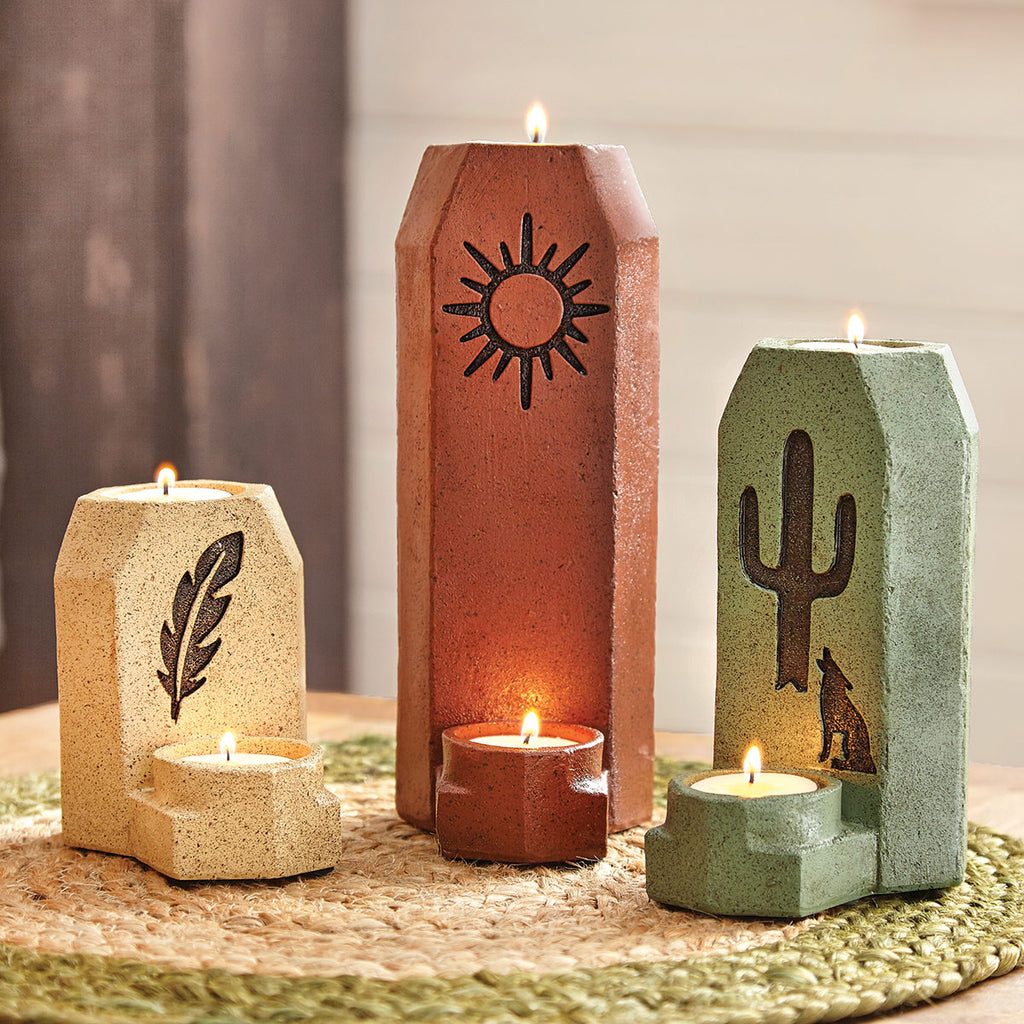 Desert Whisper Feather Candle Holder