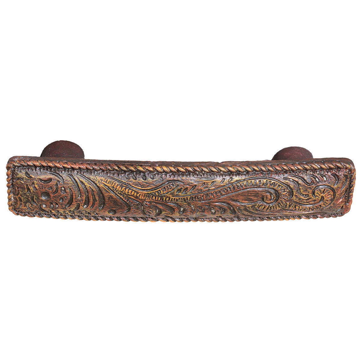 Tooled Rustic Leather Cabinet Pull