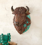 Turquoise Spirit Buffalo Bust Wall Sculpture