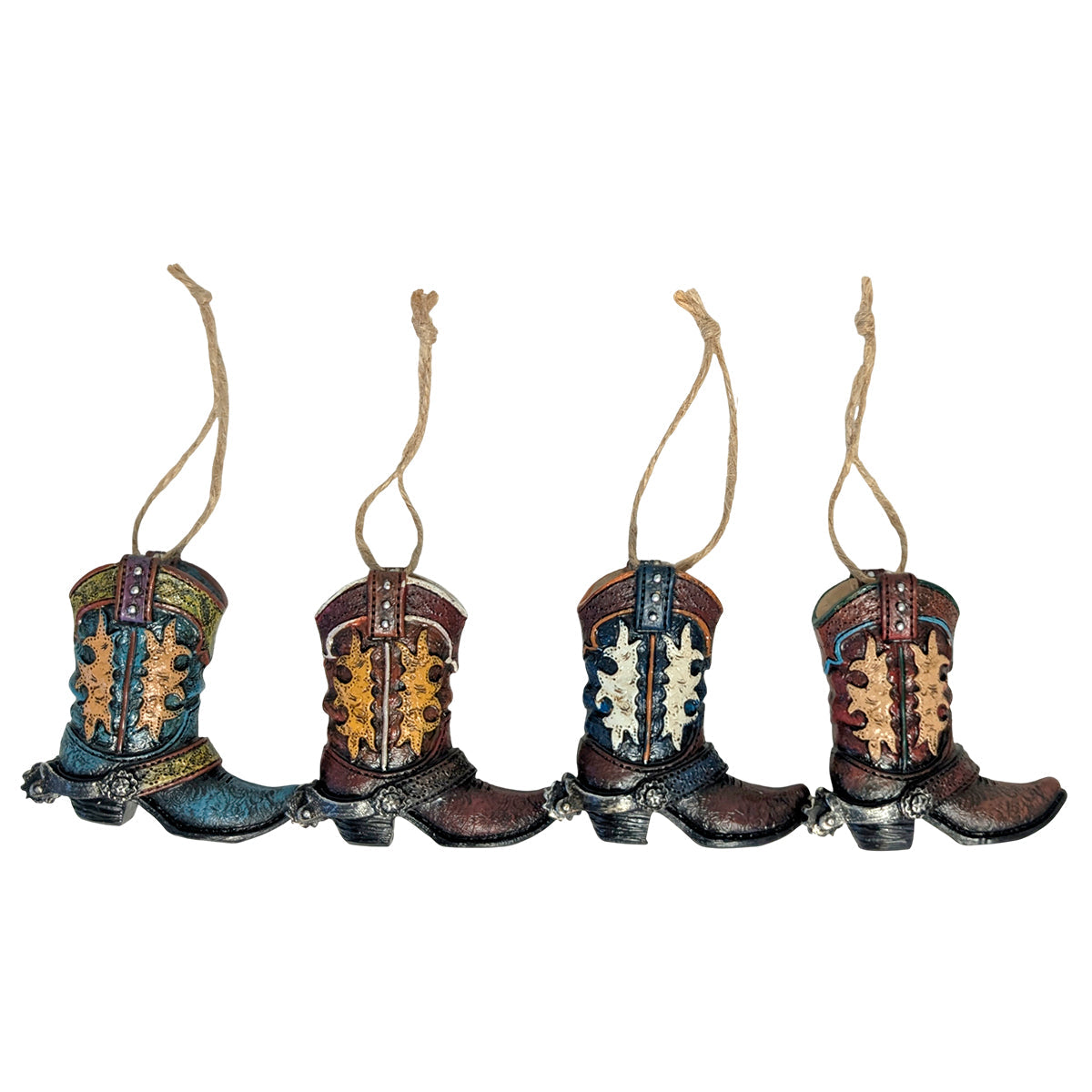 Cowboy Boot Christmas Tree Ornaments - Set of 4