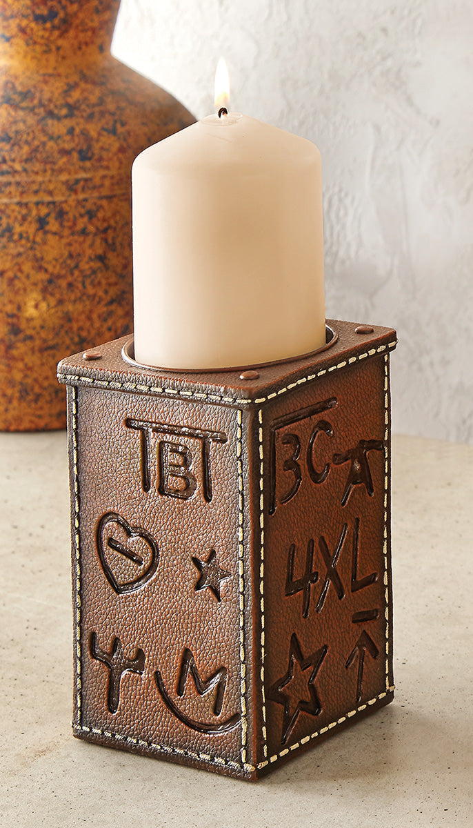 Cowboy Brands Leather Candle Holder - Medium