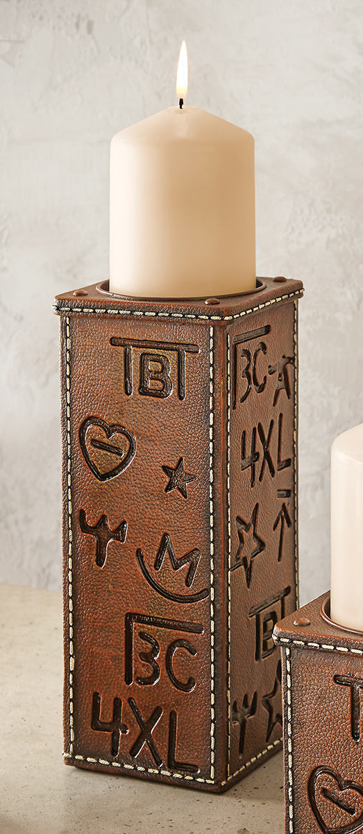 Cowboy Brands Leather Candle Holder - Large