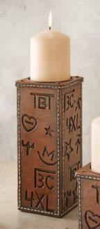 Cowboy Brands Leather Candle Holder - Large