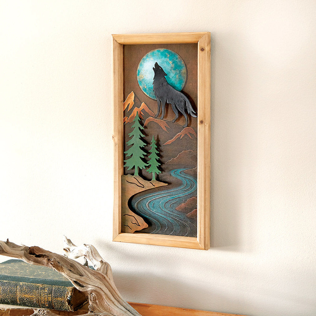 3-D Wolf Ridge Metal Wall Art