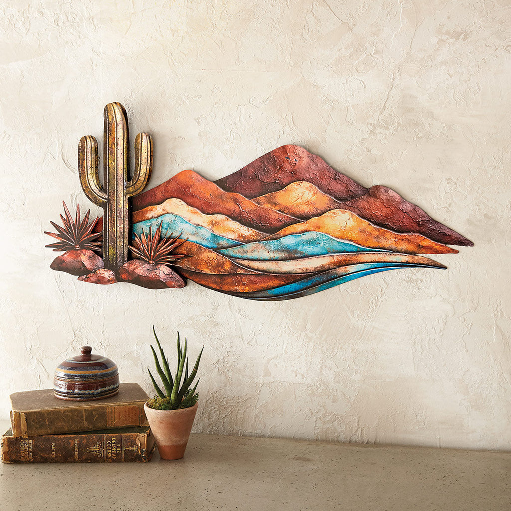 3-D Cactus Mountain Metal Wall Art