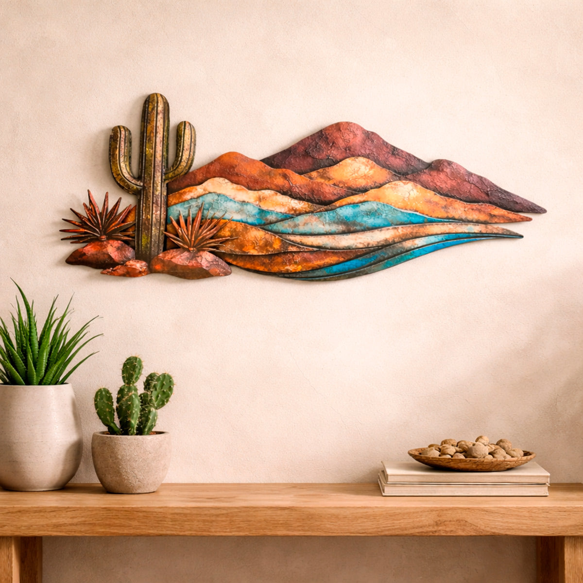 3-D Cactus Mountain Metal Wall Art